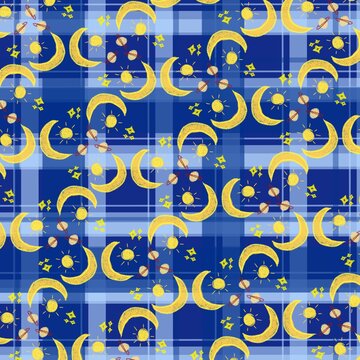 abstract seamless pattern with moon