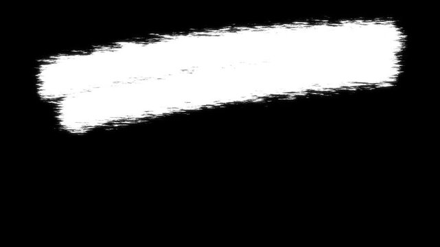 Animation of brush stroke white paint transition, abstract hand - painted element, grunge brush strokes animation, ink splash on black background. 4k video