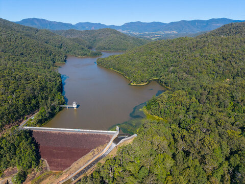 Aerial view of the Clarrie Hall Dam