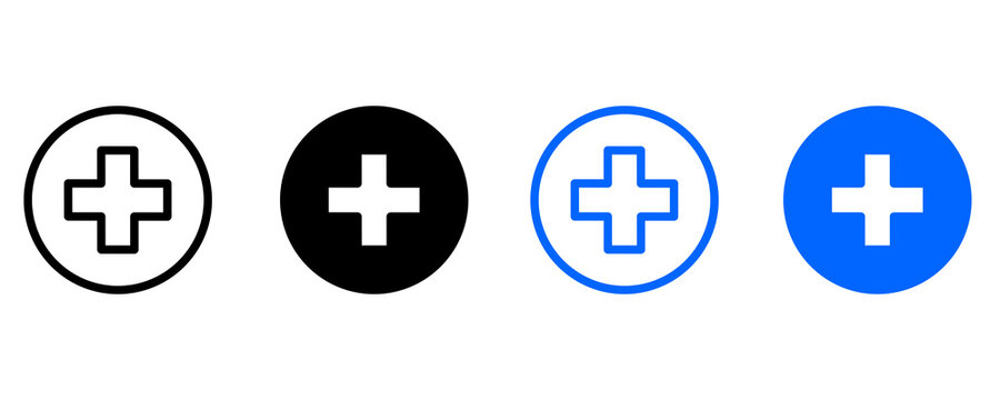 Modern Minimal Plus Icon Sheet. High Resolution 2D Outline and Solid Add Create UI Icons Collection