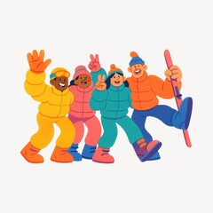 Fototapeta premium Colorful winter friends illustration