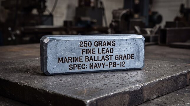 250 Grams Fine Lead Bar Inside Industrial Workshop
