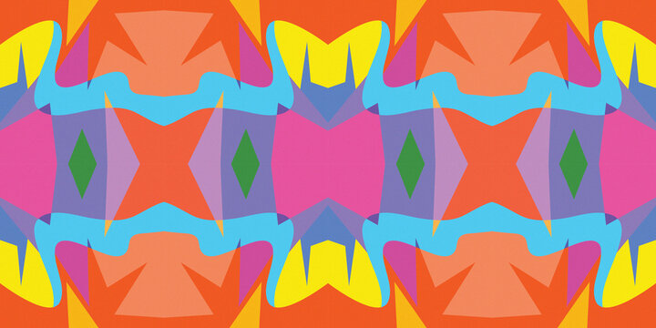 Abstract Retro Symmetrical Flat Vibrant Geometric Pattern