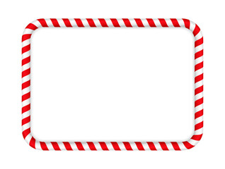 Naklejka premium Red and white candy cane rectangular frame for Christmas. Traditional Christmas candy cane in the shape of rectangular frame with copy space.
