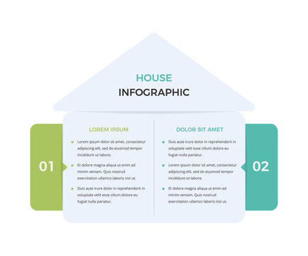House shaped infographic template with two blocks