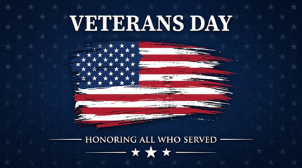 Naklejka premium Veterans Day celebration concept with United States flag and honoring all who served typography