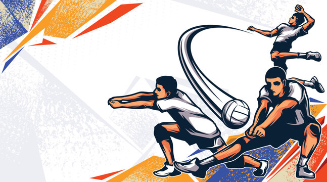 VOLLEYBALL Sports Day Background Vector. International Sports Day Illustration. Graphic Design for the decoration of gift certificates, banners, and flyer 
