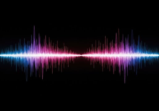 Abstract digital waveform with a sudden large gap representing a lost signal or data error in transmission, spectrum, interruption, technology