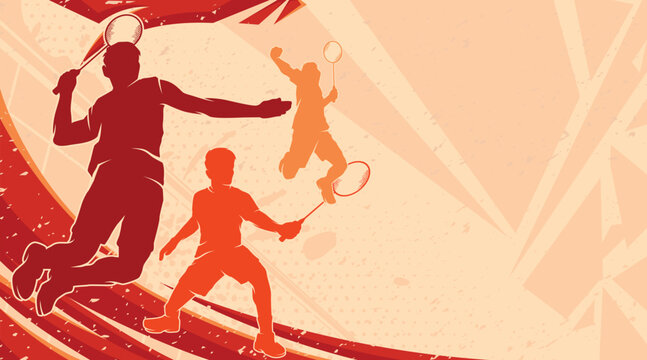 BADMINTON Sports Background Vector. International Sports Day Illustration. Graphic Design for the decoration of gift certificates, banners, and flyer
