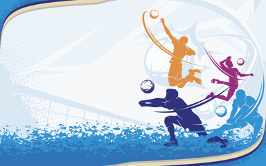 Fototapeta premium VOLLEYBALL Sports Day Background Vector. International Sports Day Illustration. Graphic Design for the decoration of gift certificates, banners, and flyer 