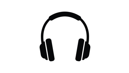 Obraz premium Classic over-ear headphones silhouette in solid black, representing music, audio listening, podcasting, and sound technology.