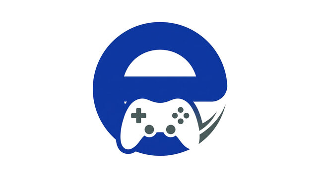 Gaming Controller Circle Logo. Blue Video Game Console Symbol. Esports Entertainment Concept. Clean Modern Vector Illustration
