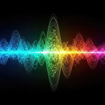Dynamic vibrant abstract wave pattern illustrating digital data transfer or energetic light frequencies across a dark technological backdrop, energy, ultraviolet, magenta