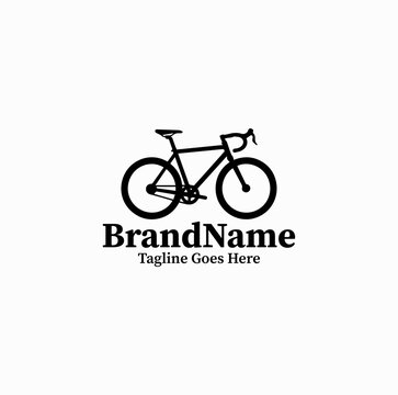 Black image vector logo of vintage road bike side profile for transport on white background