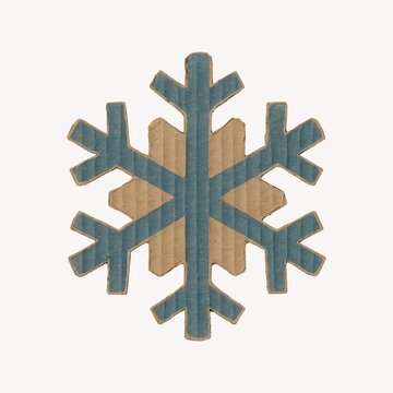 Cardboard snowflake with blue accents.