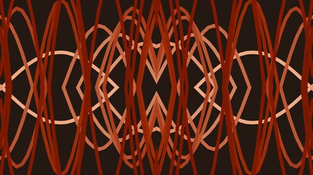 Abstract geometric pattern with symmetrical red and brown lines
