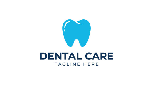 Minimalist blue tooth logo design featuring sleek modern vector graphics for professional dental clinic medical branding