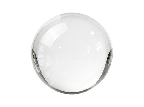 Smooth, transparent glass sphere with reflective surface and minimal distortion.