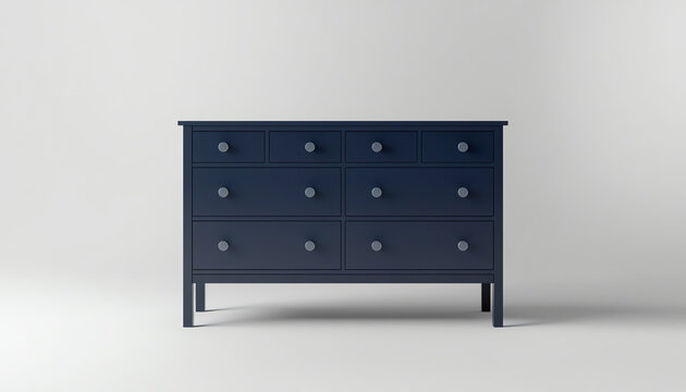 Blue wooden dresser isolated on white background