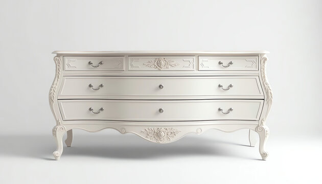 Elegant white commode (dressing table) with beautiful mirror 