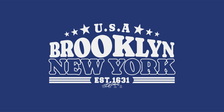 Retro vintage typography streetwear design. Brooklyn new york typography for print, jersey, tee, hat, t-shirt, sweatshirt, hoodie, wall art for clothing brand design - Vector