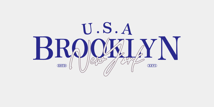 Retro vintage typography streetwear design. Brooklyn new york typography for print, jersey, tee, hat, t-shirt, sweatshirt, hoodie, wall art for clothing brand design - Vector
