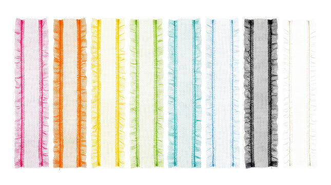 Colorful ruffled tulle mesh lace ribbon strips set for sewing and craft
