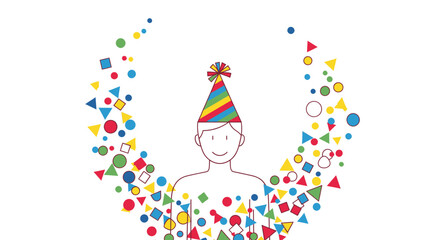 Fototapeta premium Person Wearing Colorful Party Hat.