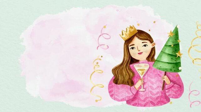 Birthday surprise announcement graphic highlighting a cheerful character blinking and blushing with star elements on a textured sage green background.