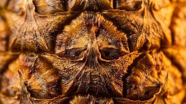 Macro view of pineapple skin texture