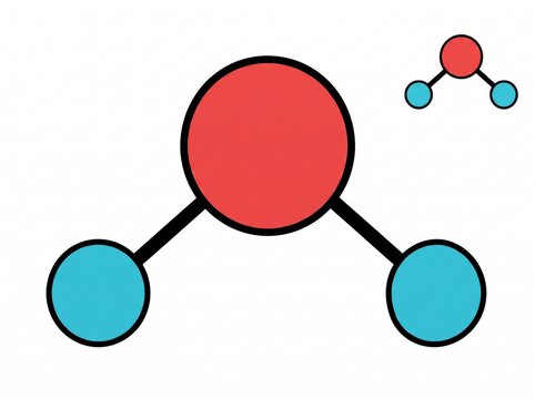 Water molecule chemical structure diagram with oxygen and hydrogen atoms white background molecule hydrogen chemistry education scientific covalent microscopic substance research laboratory