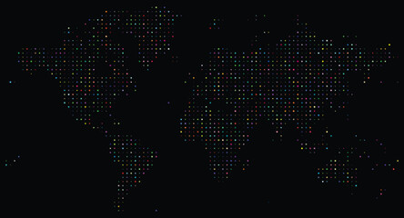 Global Atlas World Map Vector in Stylish Different Size Square Shape Dot Pattern Pattern Design © Amirul