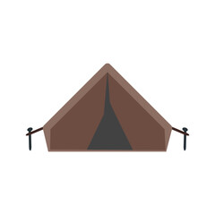 Brown camping tent icon for outdoor adventure and travel design vector illustration © Varadilladtr