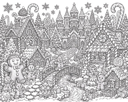 gingerbread candyland winter village, gingerbread village, candyland winter village, Christmas gingerbread village, gingerbread Christmas, candyland Christmas, winter wonderland, magical Christmas vil