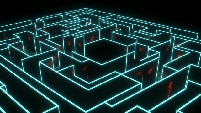 一筆書きのように広がる発光ラインの迷路