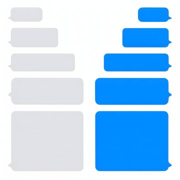 Chat message placeholder bubbles in blue and grey