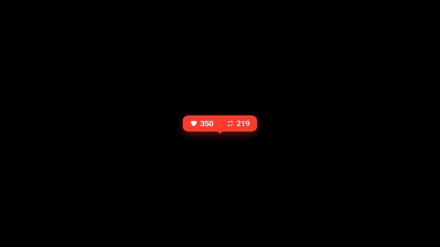 Animated Like and Retweet Counter Badge Growing on Black Background for Social Media Motion Graphics