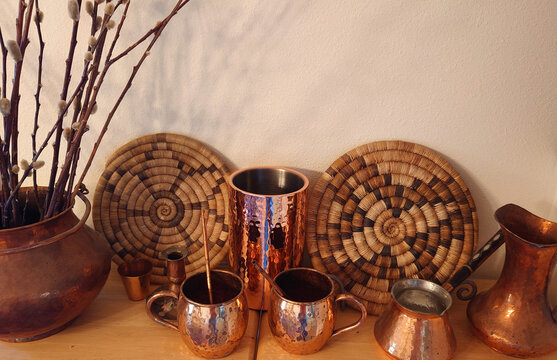 assorted copperware