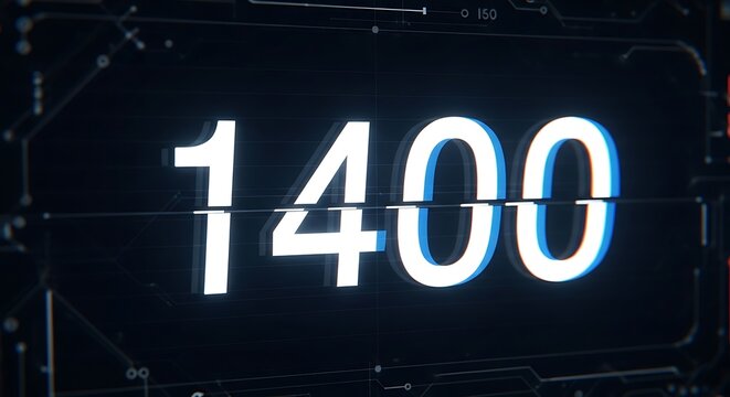 Digital clock displaying 1400 hours on screen.