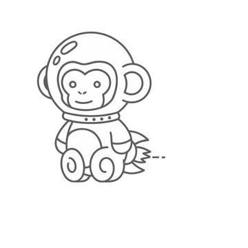 Cartoon astronaut monkey with rocket boosters
