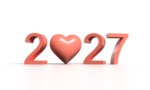 2027 happy new year love heart shape pink cream orange color object 2027 happy valentine day love heart wedding happy anniversary 14 fourteen day date february month 2027 love heart pink romantic art 