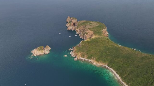 Aerial view of Hon Mun island in Nha Trang, Vietnam