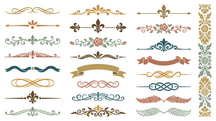 Decorative header ribbons and vintage floral dividers for banners. © MDTAZBIRHOSSAIN