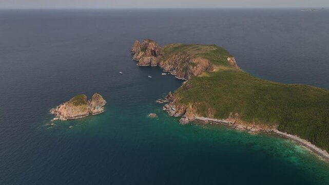 Aerial view of Hon Mun island in Nha Trang, Vietnam