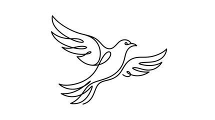 Obraz premium Flying bird continuous line drawing, minimalist avian silhouette vector illustration.