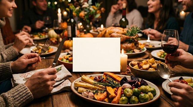 A heartwarming thanksgiving gathering with family and friends sharing a delicious feast and creating cherished memories around a beautifully set table filled with gratitude