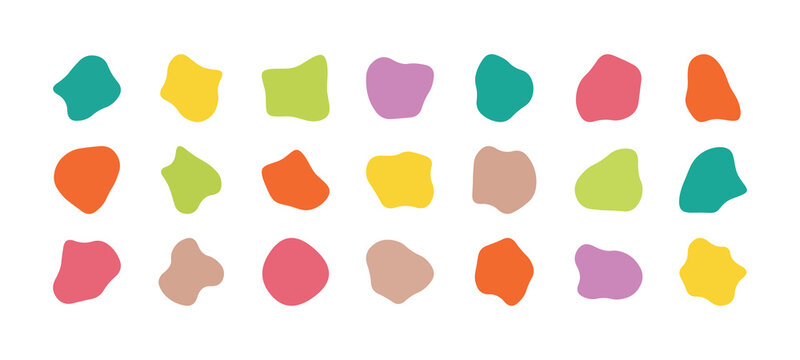 A vibrant collection of abstract shapes and colors displaying a diverse palette and organic forms