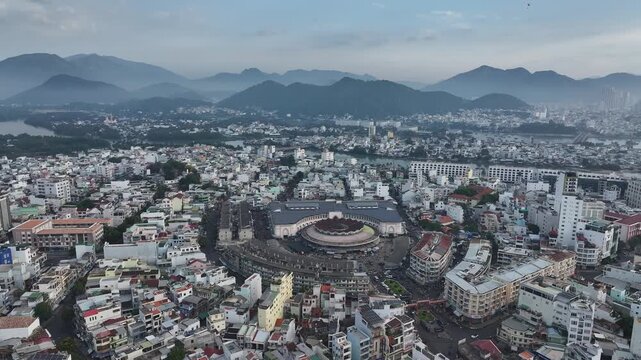 Aerial view of Nha Trang city skyline in Vietnam