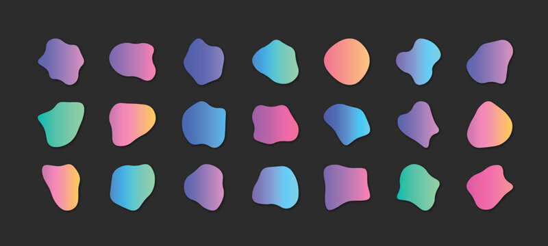 A vibrant collection of abstract stone shapes and colorful fragments displayed against a dark neutral
