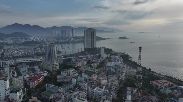 Aerial view of Nha Trang city skyline in Vietnam